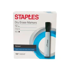 Markers|Staples Remarx Dry-Erase Markers, Chisel Tip, Black, 12/Pack (29211-CC)