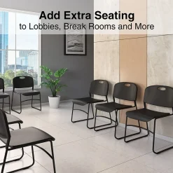 Folding & Stacking*Staples Resin Stacking Chair, Black, 4/Pack (51475)