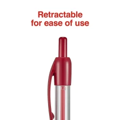 Pens|Staples Retractable Ballpoint Pens, Medium Point, Red Ink, Dozen (50792)