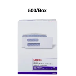 Clearance Staples Security Tinted #8 Business Envelopes, 3 5/8