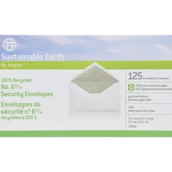 Online Staples Security Tinted #6 3/4 Business Envelope, 3 5/8" x 6 1/2", White, 125/Box (19962)