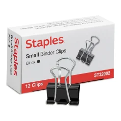 Clips & Fasteners|Staples Small Binder Clips, Small, Black, 2304/Carton (32002)