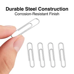 Clips & Fasteners|Staples Smooth Paper Clips, Silver, 100 Clips/Pack, 10/Pack(A7026607/72377)