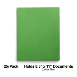 Pocket Folders|Staples Smooth 2-Pocket Paper Folder, , 25/Box (ST27533) Green