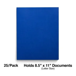 Pocket Folders|Staples Smooth 2-Pocket Paper Folder with Fasteners, , 25/Box (50774/27542-CC) Blue