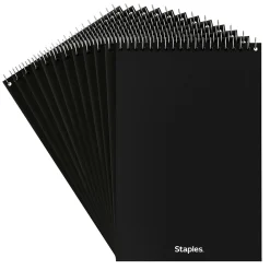 Notepads|Staples Steno Pads, 6" x 9", Gregg Ruled, Green, 80 Sheets/Pad, Dozen Pads/Pack (ST57353)