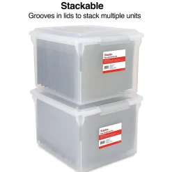 File Storage|Staples Store & Slide Plastic File Box Latching, Letter/Legal Size, Clear (140167/139997)