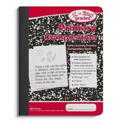 Composition Notebooks|Staples 1-Subject Composition Notebooks, 7.5" x 9.75", Primary Ruled, 100 Sheets, Black/Red (42079C)