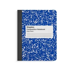 Composition Notebooks|Staples 1-Subject Composition Notebooks, 7.5" x 9.75", Graph Ruled, 80 Sheets, /White (ST55070C) Blue