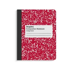 Composition Notebooks|Staples 1-Subject Composition Notebooks, 7.5" x 9.75", College Ruled, 100 Sheets, Assorted Colors, 48/Carton (TR55063MCT)
