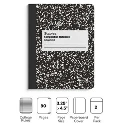 Subject Notebooks|Staples 1-Subject Composition Notebooks, 3.25