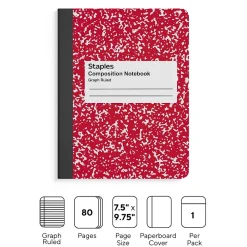 Composition Notebooks|Staples ® 1-Subject Composition Notebooks, 7.5" x 9.75", Specialty Ruled, 100 Sheets, Green (11624-CC)