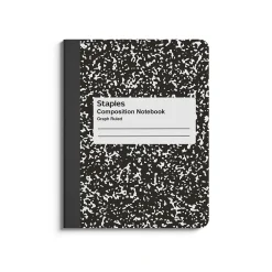 Notebooks|Staples 1-Subject Composition Notebook, 7.5" x 9.75", Graph Ruled, 80 Sheets, Black (ST55072C)