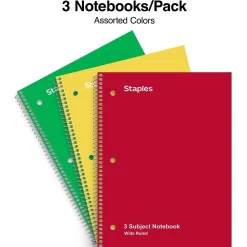 Subject Notebooks|Staples 3-Subject Notebook, 8