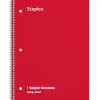 Subject Notebooks|Staples 1-Subject Notebooks, 8" x 10.5", College Ruled, 70 Sheets, Assorted Colors (ST54891C)