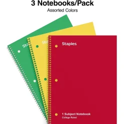 Subject Notebooks|Staples 1-Subject Notebooks, 8