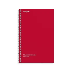 Subject Notebooks|Staples 1-Subject Notebooks, 5" x 7.75", College Ruled, 80 Sheets, Assorted Colors, 3/Pack (ST11670C)