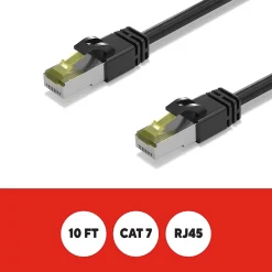 Staples TECH 10' Cat 7 Ethernet Cable, Male to Male, Black (ST62461)