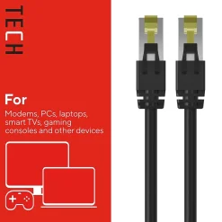 Staples TECH 10' Cat 7 Ethernet Cable, Male to Male, Black (ST62461)