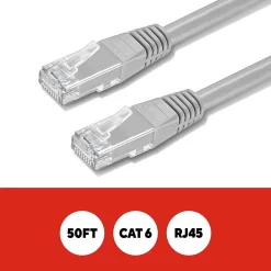 Staples TECH 50' Cat-6 Ethernet Cable, Male to Male, Gray (ST62447)