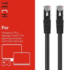 Staples TECH 50' Cat-6 Ethernet Cable, Male to Male, Black (ST62448)