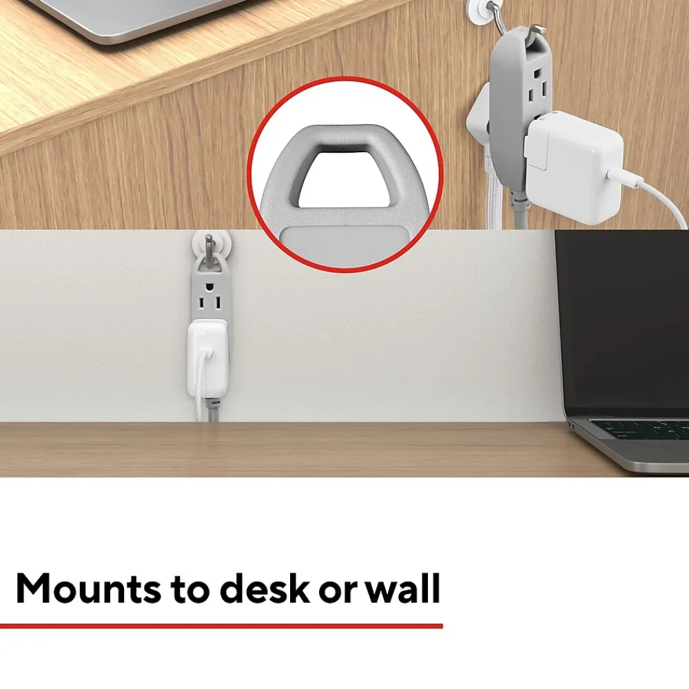 Staples TECH 25' Extension Cord, 3-Outlet, 16 AWG, Gray, 2/Pack (ST62346)