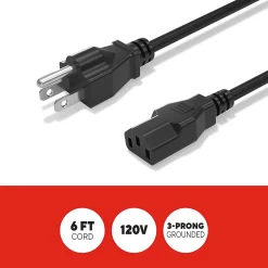 Staples TECH 6 ft. AC Power Cord, Male to Male, Black (ST62398)