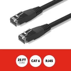 Staples TECH 25 ft. Cat-6 Ethernet Cable, Male to Male, Black (ST62457)