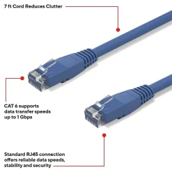 Staples TECH 7 ft. Cat-6 Ethernet Cable, Male to Male, Blue (ST62454)