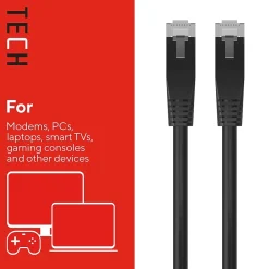 Staples TECH 50 ft. Cat-6 Ethernet Cable, Male to Male, Black, 10/Pack (ST62459)