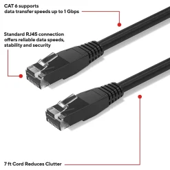 Staples TECH 7 ft. Cat-6 Ethernet Cable, Male to Male, Black (ST62458)
