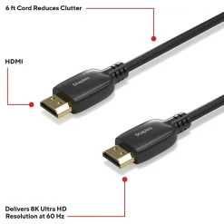 Staples TECH 6 ft. HDMI to HDMI Audio/Video Cable, Male to Male, Black (ST62477)