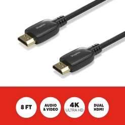 Staples TECH 8 ft. HDMI to HDMI Audio/Video Cable, Male to Male, Black (ST62467)