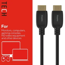 Staples TECH 8 ft. HDMI to HDMI Audio/Video Cable, Male to Male, Black (ST62467)
