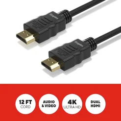 Staples TECH 12 ft. HDMI to HDMI Audio/Video Cable, Male to Male, Black (ST62465)