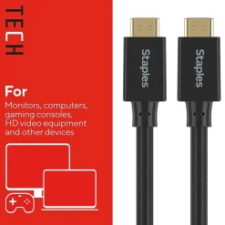 Staples TECH 25 ft. HDMI to HDMI Audio/Video Cable, Male to Male, Black (ST62476)