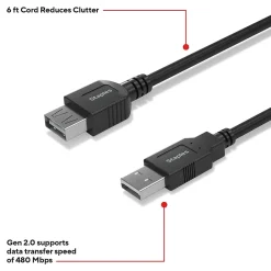 Staples TECH 6 ft. USB-A to USB-A Cable, Male to Male, Black (ST62439)