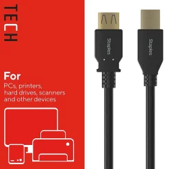 Staples TECH 6 ft. USB-A to USB-A Cable, Male to Male, Black (ST62442)