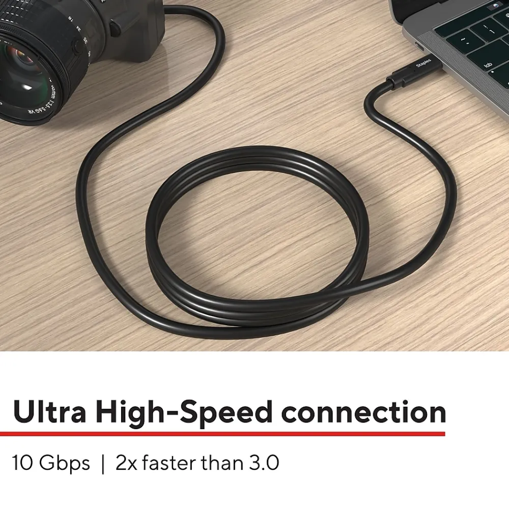 Staples TECH 3.3 ft. USB-C to Micro USB Type-B Audio/Video Cable, Male to Male, Black (ST62445)