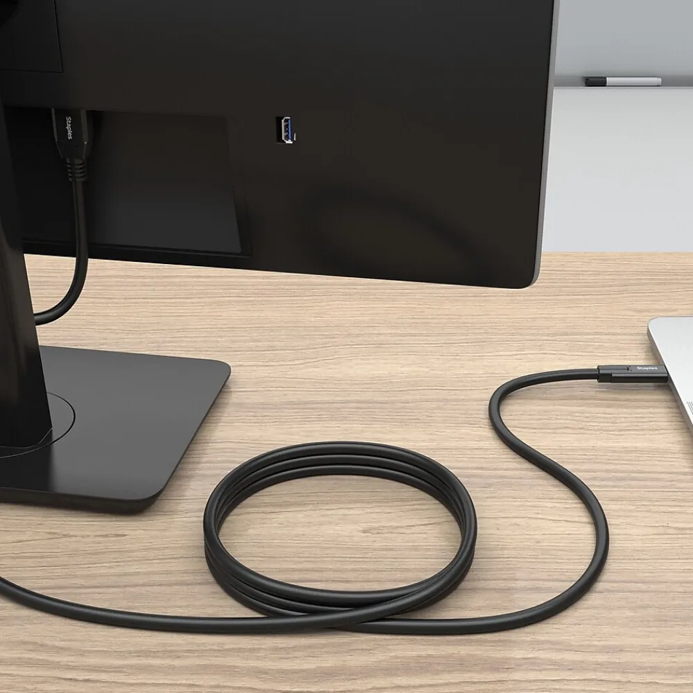 Staples TECH 3.3 ft. USB-C to Micro USB Type-B Audio/Video Cable, Male to Male, Black (ST62445)