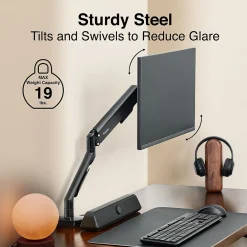 Online Staples TECH Adjustable Arm, Up to 30" Monitor, Black (51728-CC)