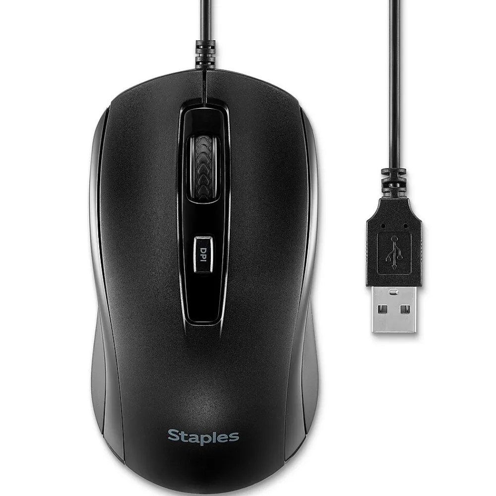 Best Staples TECH Ambidextrous Optical USB Mouse, Black (ST62598)