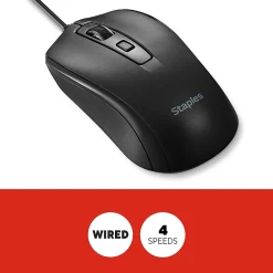 Best Staples TECH Ambidextrous Optical USB Mouse, Black (ST62598)