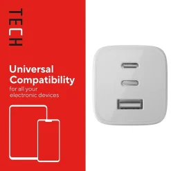 GaN USB-A/USB-C Wall Charger with Cable, 65W, White (ST62326)<Staples TECH Sale