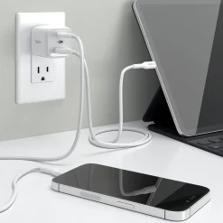 GaN USB-A/USB-C Wall Charger with Cable, 65W, White (ST62326)<Staples TECH Sale