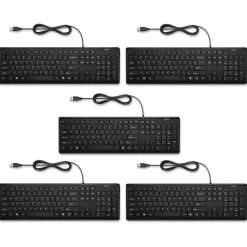 Discount Staples TECH Keyboard, Black, 5/Pack (ST62600-5pk-VB)