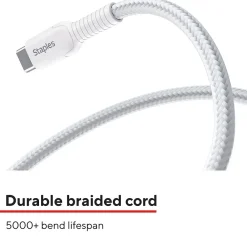 Lightning to USB-C Charging Cable, 6.5 ft., White (ST62333)<Staples TECH Hot