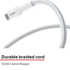 USB-C to USB-A Charging Cable, 6.5 ft., White (ST62338)<Staples TECH Outlet