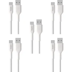 USB-C to USB-A Charging Cable, 6.5 ft., White, 5/Pack (ST62338-5pk-VB)<Staples TECH Outlet