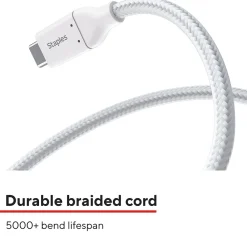 USB-C to USB-C Charging Cable, 6.5 ft., White, 5/Pack (ST62315)<Staples TECH Clearance